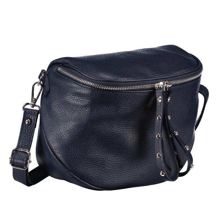 Gürteltasche Silberbeschlag Dunkelblau, Farbe: blau/petrol, Marke: Hausfelder Manufaktur, EAN: 4065646017566, Abmessungen in cm: 22x19x9, Bild 2 von 6