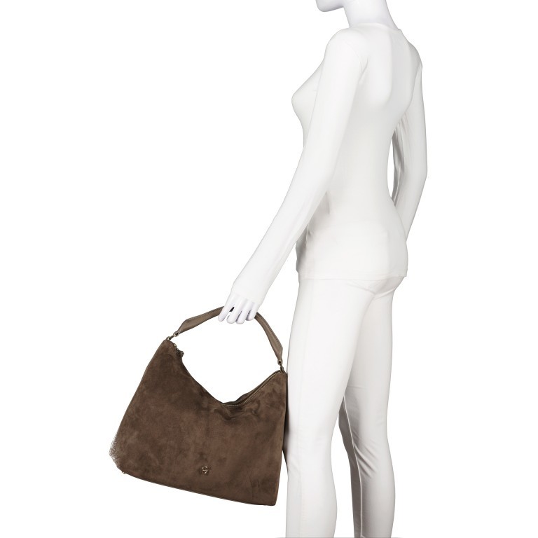 Beuteltasche Zita Suede M Coal Brown, Farbe: braun, Marke: AIGNER, EAN: 4055539578205, Abmessungen in cm: 37x29x16, Bild 3 von 7